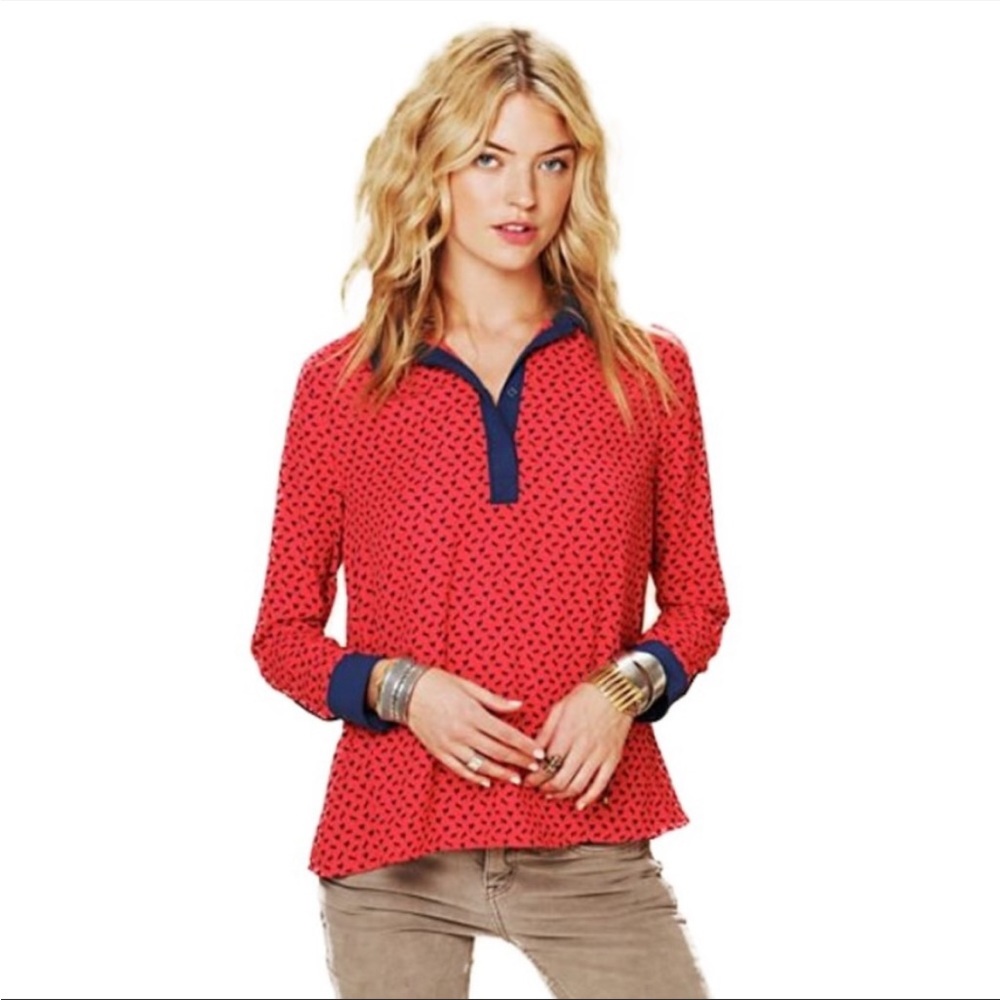 | Free People | Women's Oversize Collared Blouse Horse Print Size L